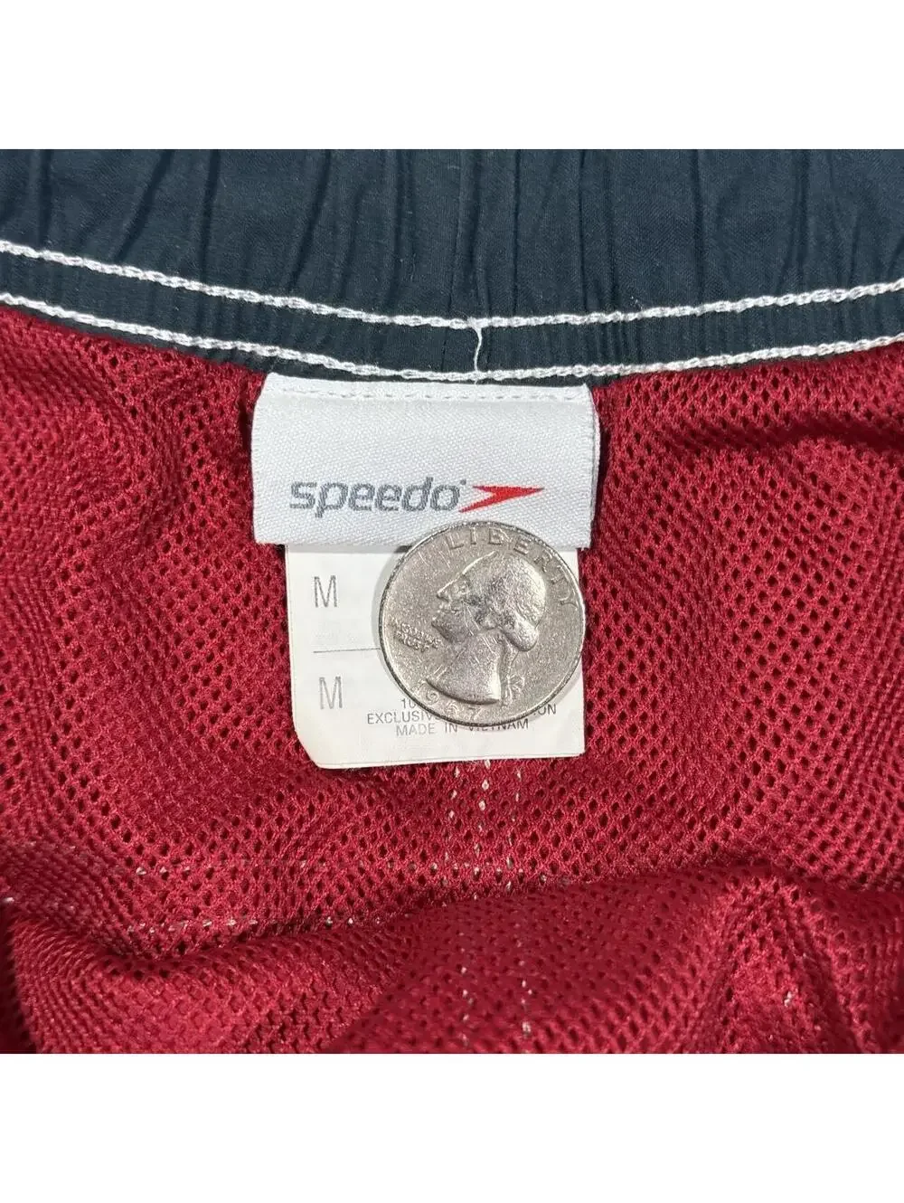 Vintage Speedo Red Cargo Board Shorts Swim Trunks Medium